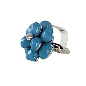 Camilla Lucia CL Turquoise Toned Blue Flower Ring R3079 L Costume Jewelry